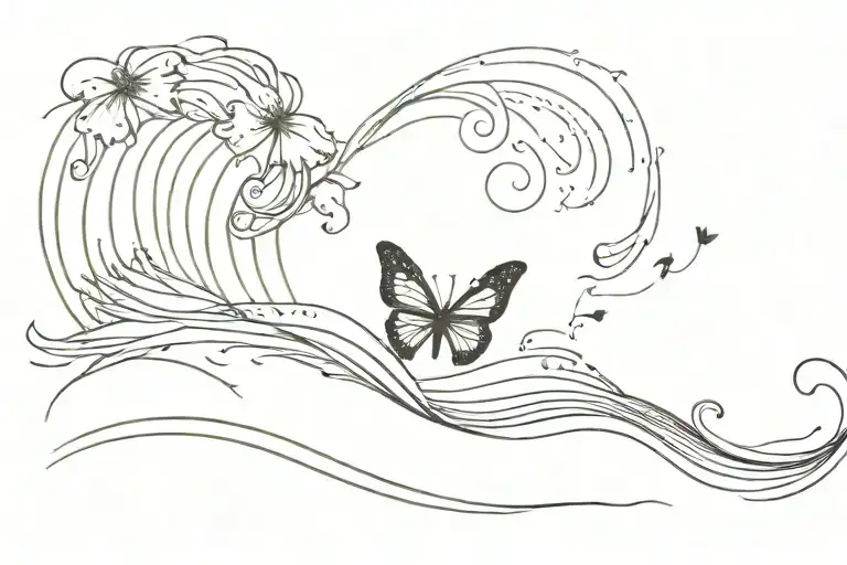 Wave With A Little Monarch Butterfly And A Quote Underneath The Wave