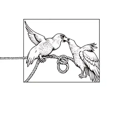 Koala And Eagle Tugging On Either Side Of A Square Rope Knot
