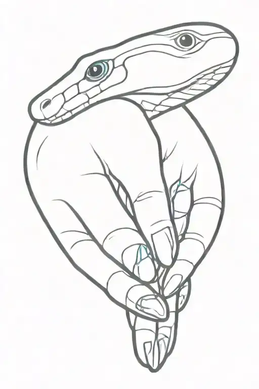 Red Snake With Blue Hand With An Eye Inside