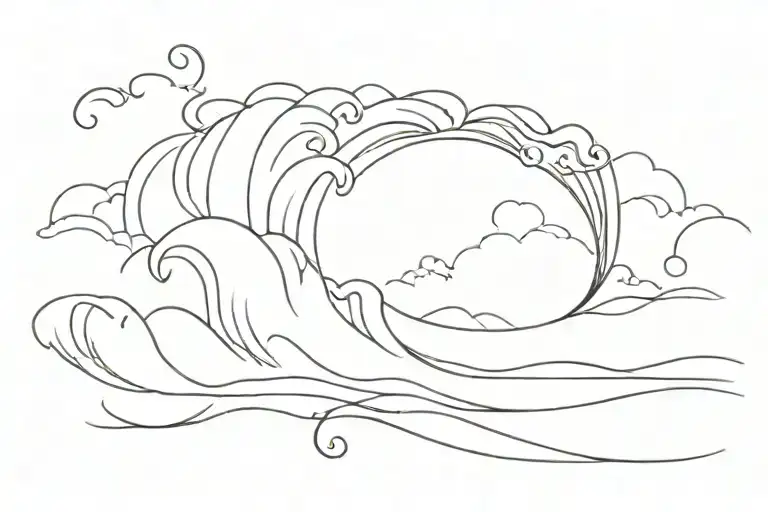 Moon And Back Ocean Wave