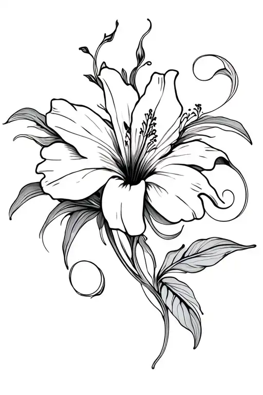 Feminine Lily & Hibiscus Flower Swirls