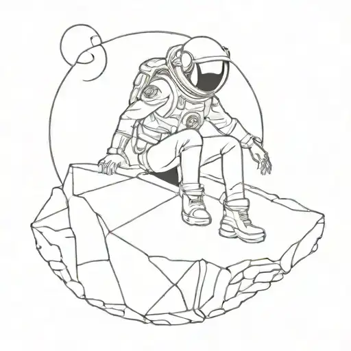 Man On Ledge In Space Looking Our At Earth