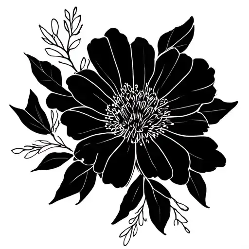 Simple Floral February Birth Flowers Memorial With Geometric Elements