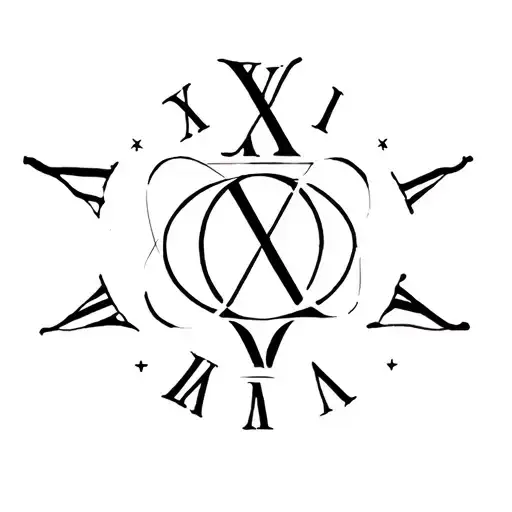 Gemini Symbol Roman Numerals Design