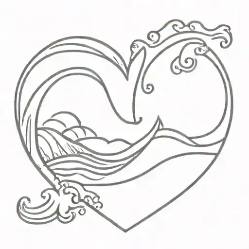 Wave Surf Love Heart