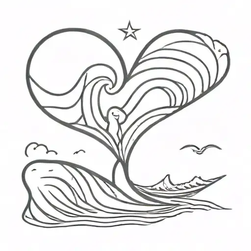 Surf Board Love Heart Wave