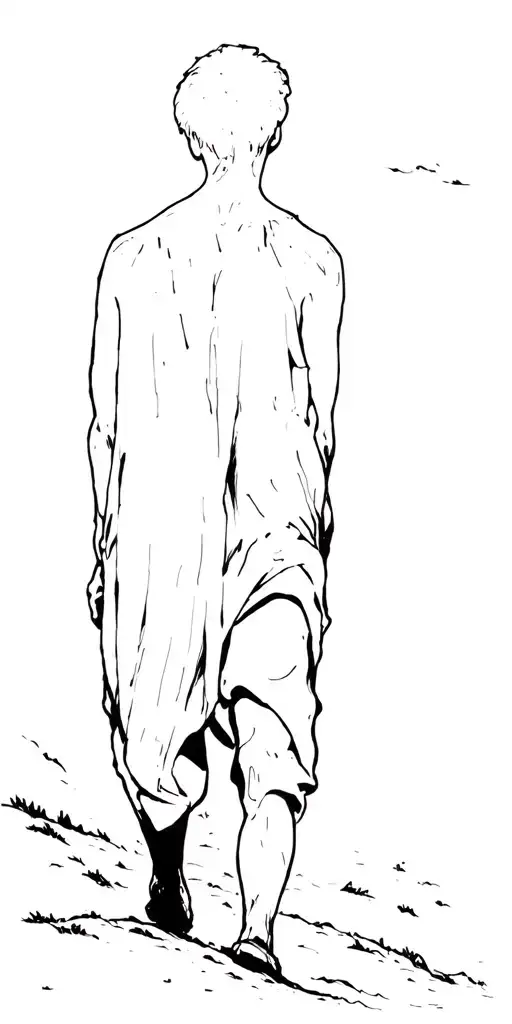 A Lone Figure Walking Through A Chaotic Nature Scene Looking Weary But Determined