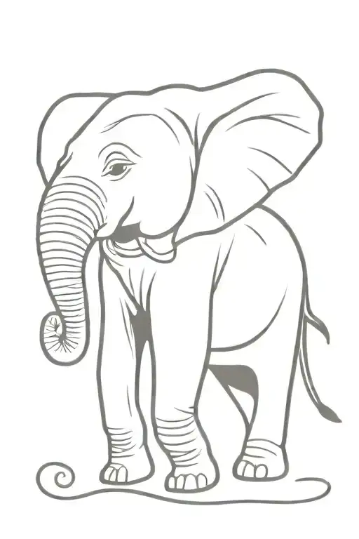 Small Elephant And Quill Pen Writing