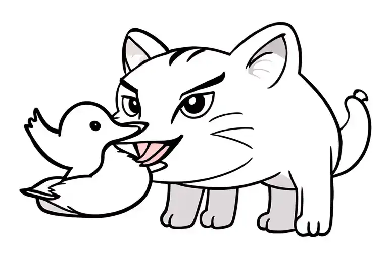 Cougar With Duck In Mouth Cartoon Character