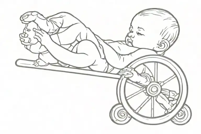 Baby Sitting On A Wheel