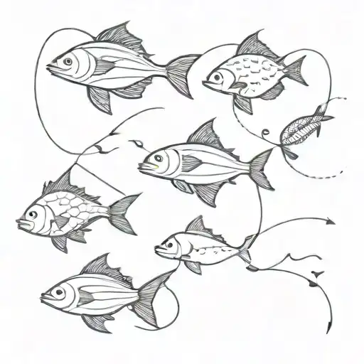 Ocean Fish Lines Connecting Various