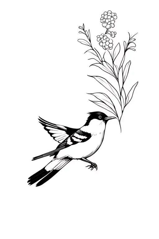 Magpie Flying Wattle In Beak