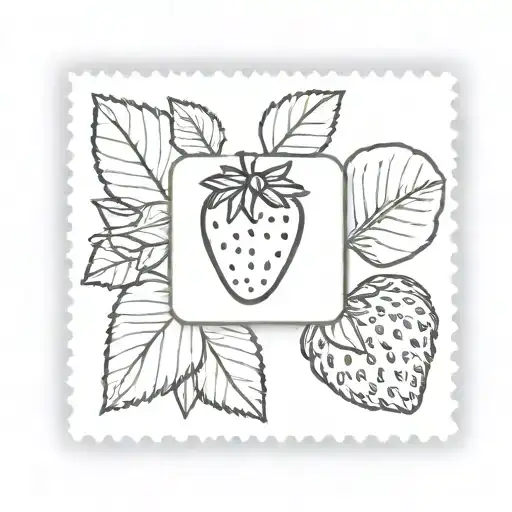 Cute Minimalist Dainty Square Postage Stamp With Strawberry