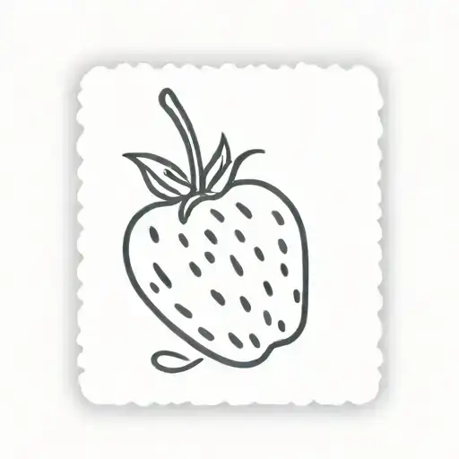 Cute Minimalist Dainty Square Postage Stamp With One Strawberry