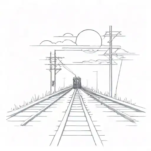 Train Tracks Meet The Road Hitch Hiking Sunset