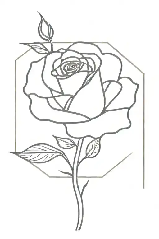 Minimalist Rose With Stem