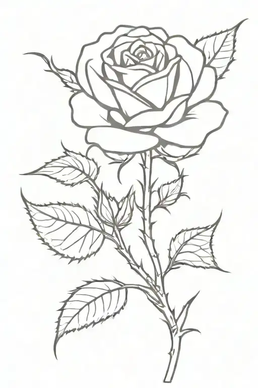Minimalist Rose With Long Thorny Stem