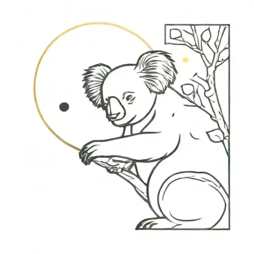 Koala Under Full Moon Shining