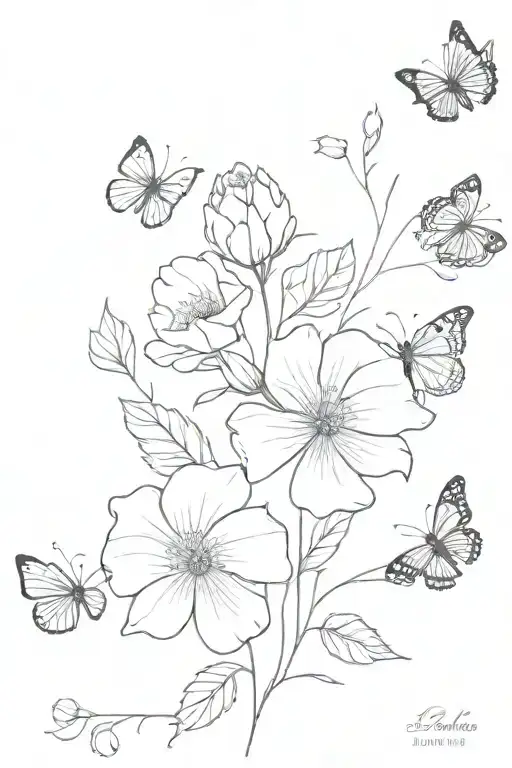 Birth Flowers And Butterflies