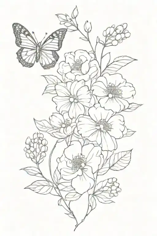 Birth Flowers And Butterflies