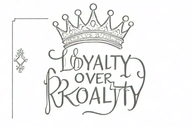 Loyalty Over Royalty Text Cursive Font With A Crown By Loyalty And A Money Bag By Royalty Simple