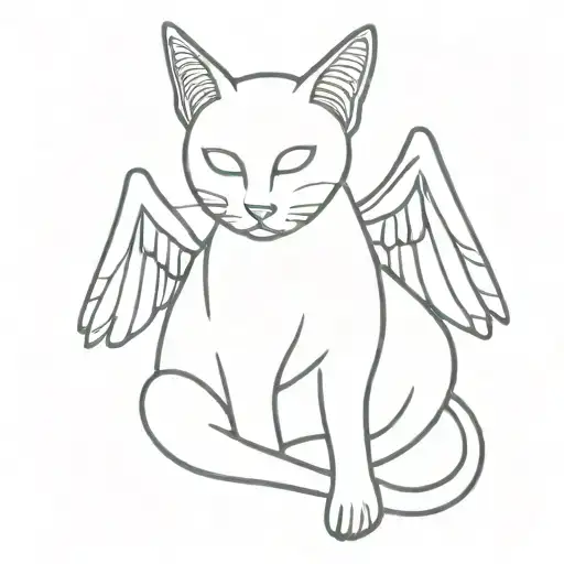 Cat With One Body And Two Heads With Wings