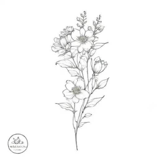 Birth Month Flowers Fine Line