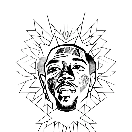 A Portrait Of Kendrick Lamar With Lyrics From His Songs Incorporated