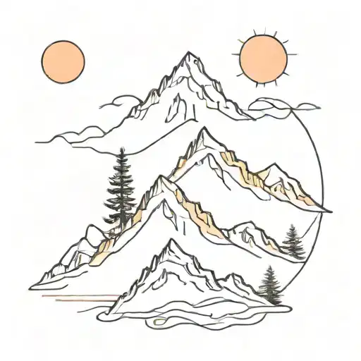 Sunset Mountain Asymmetric Watercolor