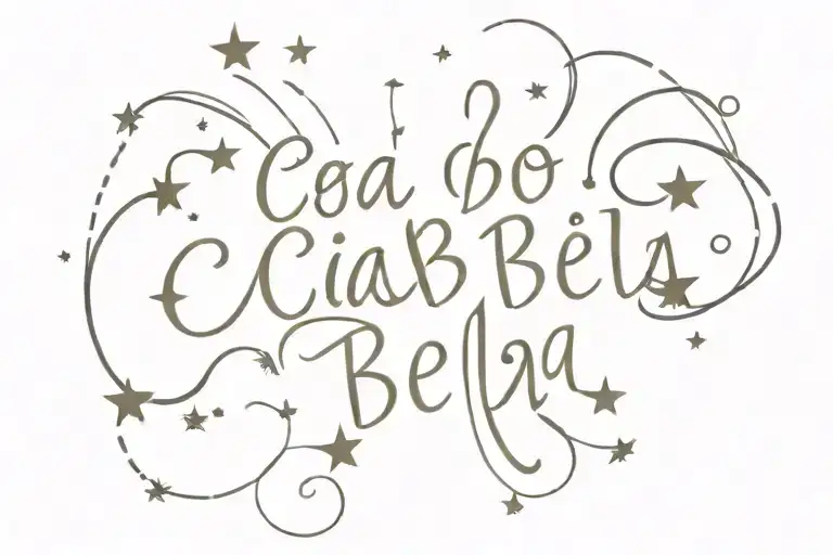 Words Ciao Bella With Small Sun And Star