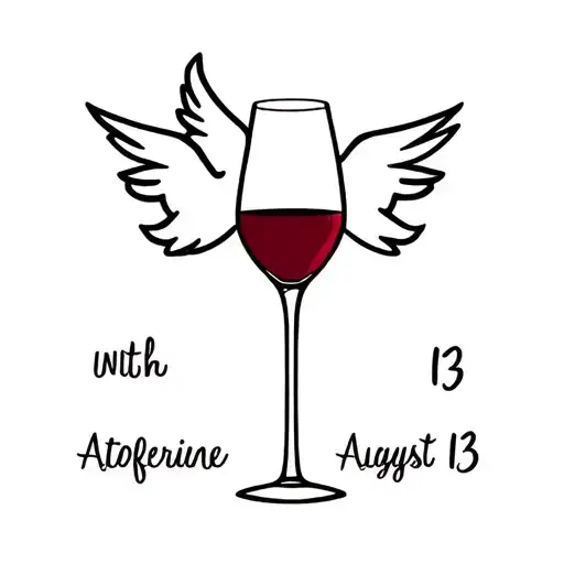 Glass Of Red Wine With A Dove Sign Of Infinite With The Date August 13