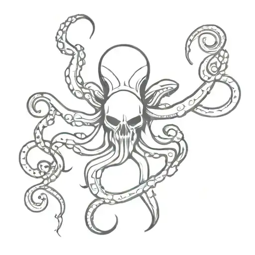 A Tatoo Combinating An Octopus Holding The Grim Reaper And Symbol Of Eye Of Providence