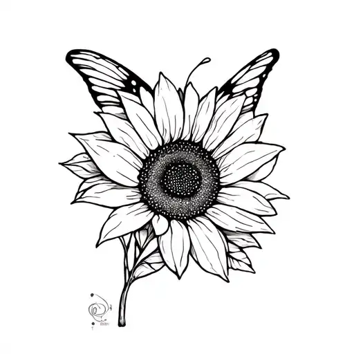 Butterfly And A Sunflower