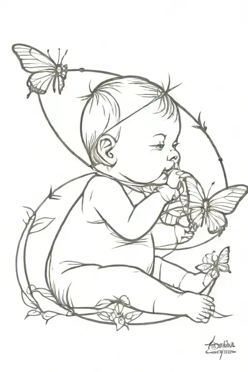 Baby Boy With Arrow And Butterfly