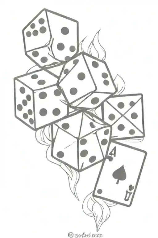 Dice And Poker Cards And Fire