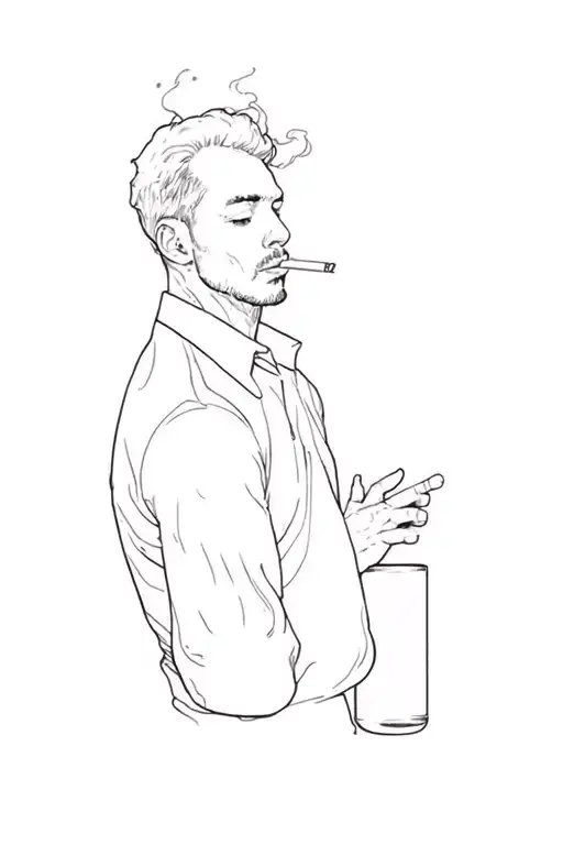 A Man Smoking A Cigarette Basic Outline