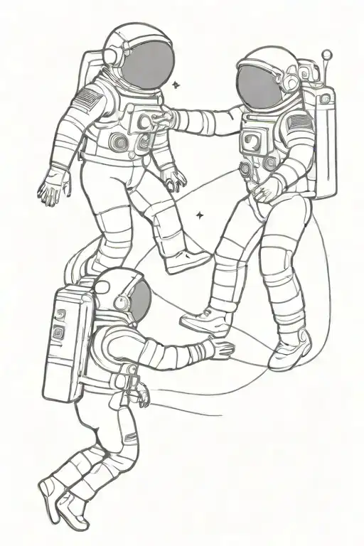 Two Astronauts Floating In Space Reaching Out To One Another But Are Unable To Reach Each Other