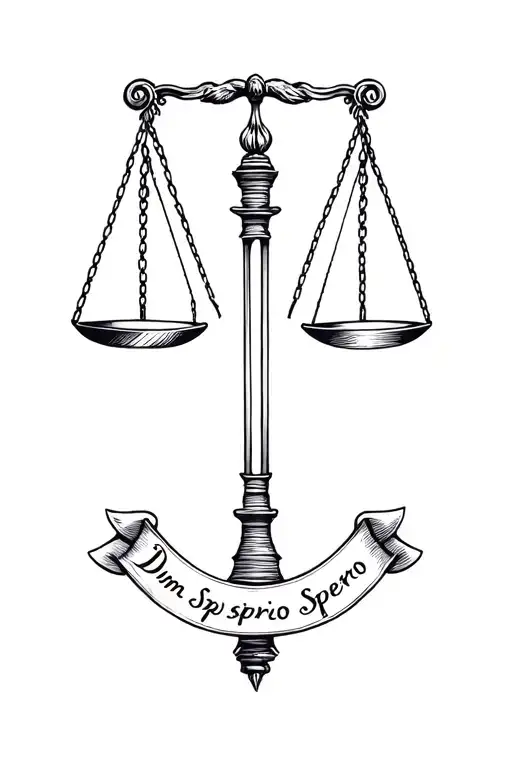 Libra Scales With Banner 'Dum Spiro Spero'