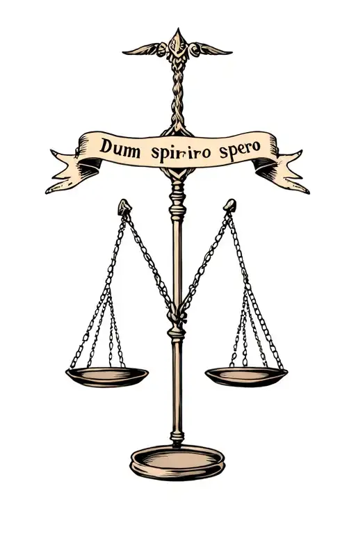 Libra Scales With Banner 'Dum Spiro Spero'