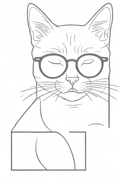 Cute Cat With Glasses Surrounded