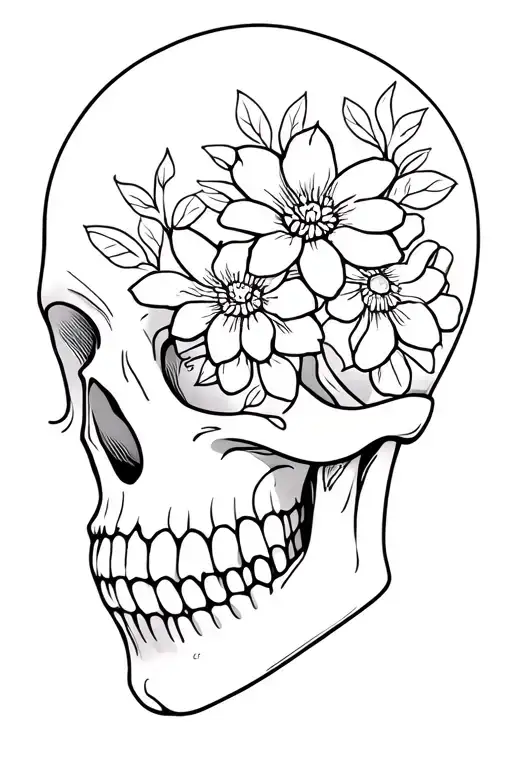 Skull With Flowers Growing
