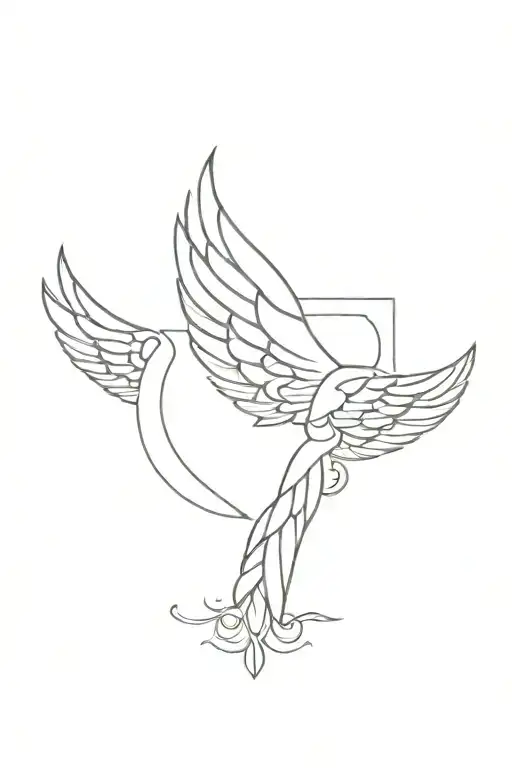 Single Angel Wing And Crown Made