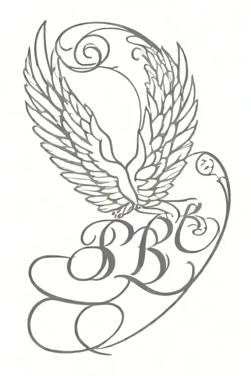 Single Angel Wing And Crown With Letter B