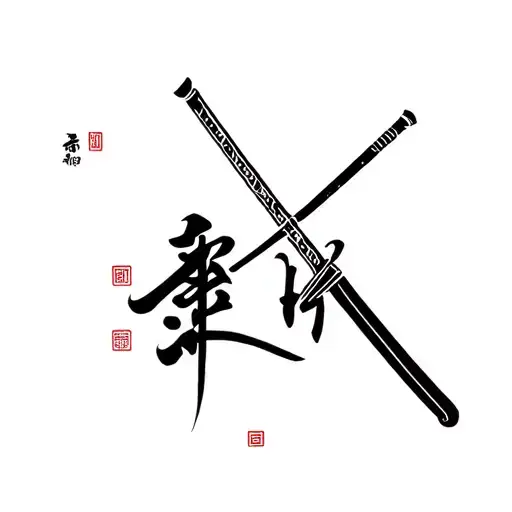 Write Bushindo In Japanese Crossed By A Katana