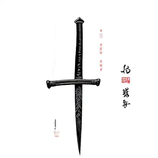 Write Bushindo In Japanese Crossed Vertically By A Katana