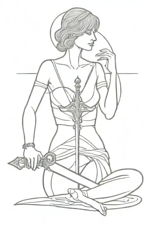 Themis Holds Scales In Her Hand And A Sword In The Other