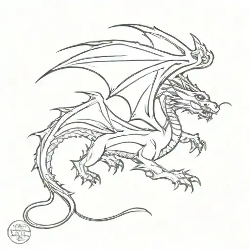 Dragon Flying Simple Outline