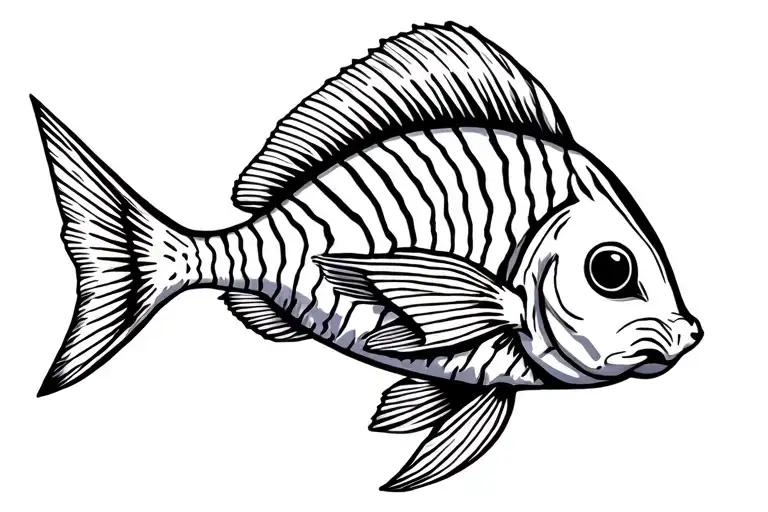 Striped Squirrelfish With Simple Lines And Standard Fish Outline