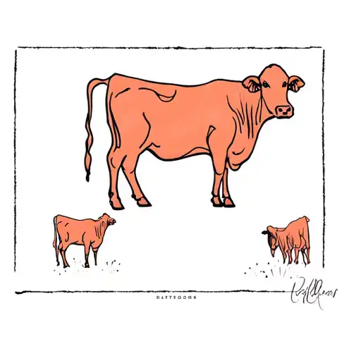 Minimalist Western Herd Of Cows
