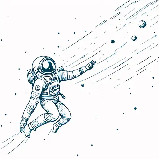 A Cosmonauty Drifting In Space Trying To Catch Something With One Hand Extended Up